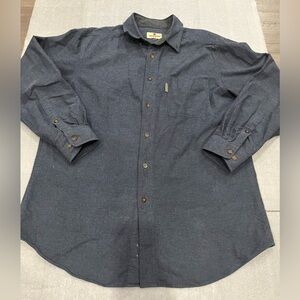 [3XL]Woolrich Dark Blue Gray Casual Button-Down Flannel Button Down Shirt